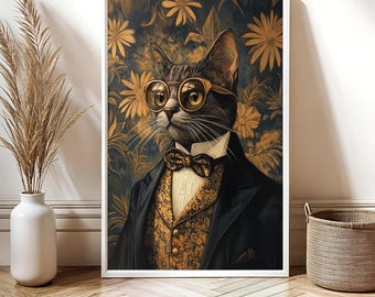 The Great Gatsby Cat Poster, Art Deco Wall Art and Wall Decor, Vintage Art Poster, Cat Wall Print, Cat Lover Gift, Gallery Wall Art