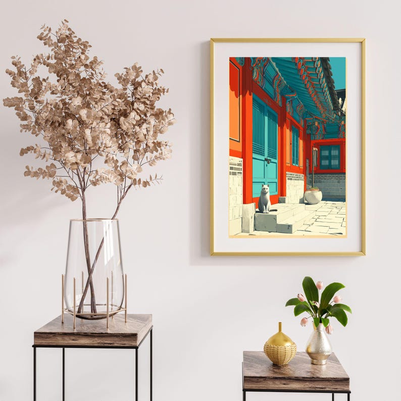 Vibrant Dancheong Palace Art Print | Korean Heritage Decor | Colorful Digital Print | Cultural Wall Art | Unique Gift Idea image 6