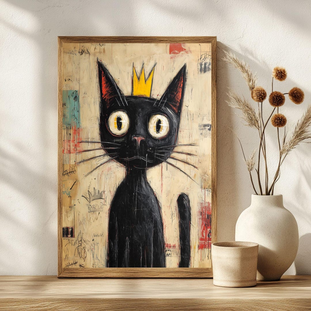 Black Cat Graffiti Art Print | Street Art Style Cat Poster | Urban Wall ...