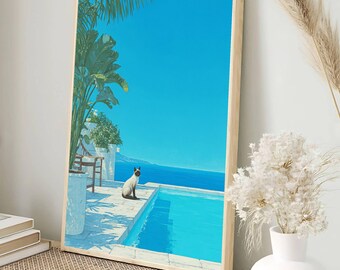 Mediterranean Luxury Villa Art Print | Mediterranean Style Poster | Luxury Home Decor | Elegant Wall Art | Digital Download