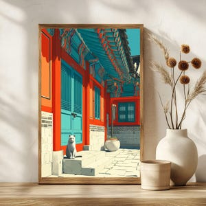 Vibrant Dancheong Palace Art Print | Korean Heritage Decor | Colorful Digital Print | Cultural Wall Art | Unique Gift Idea image 8