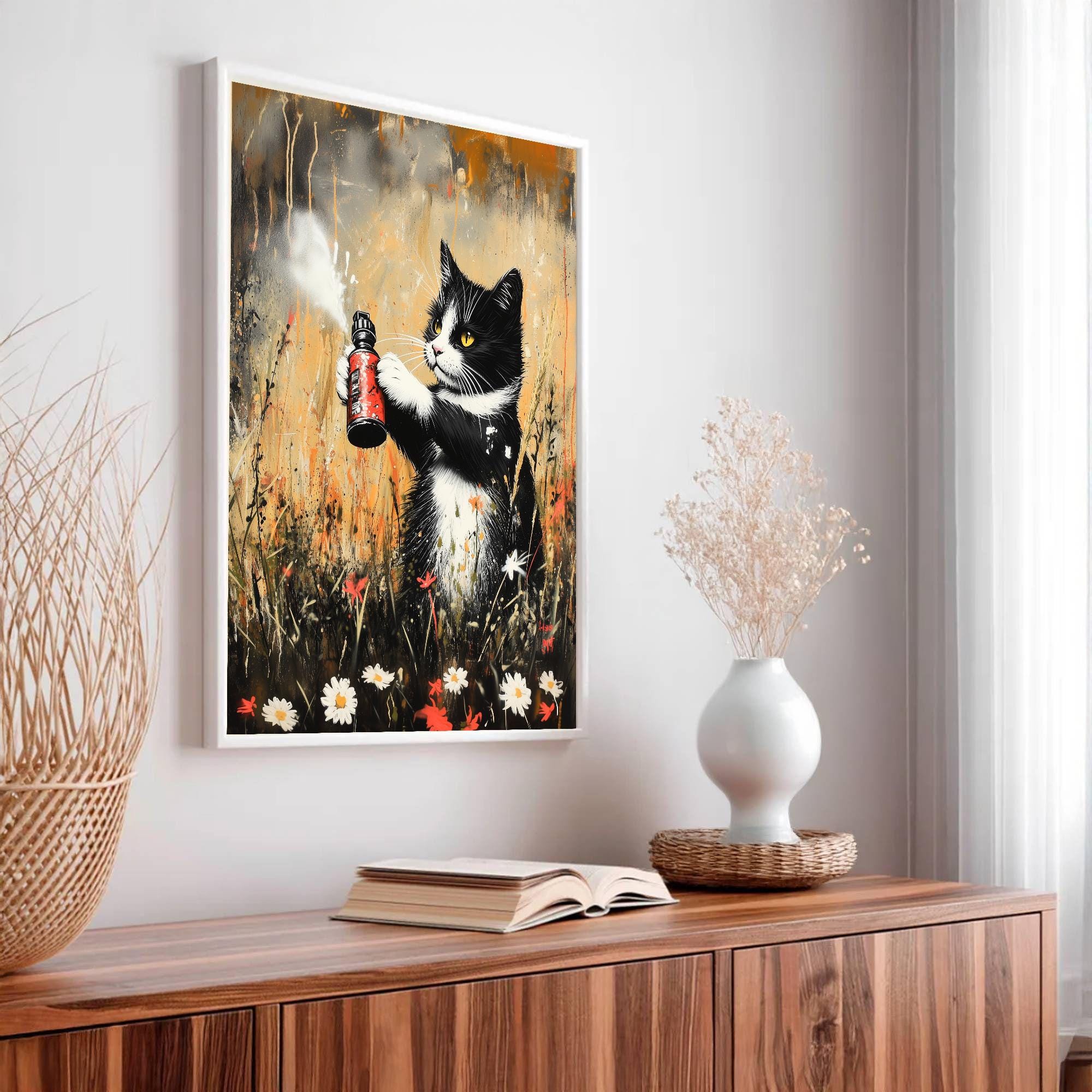 Banksy Cat Street Art Print | Graffiti Digital Download | Urban Cat ...