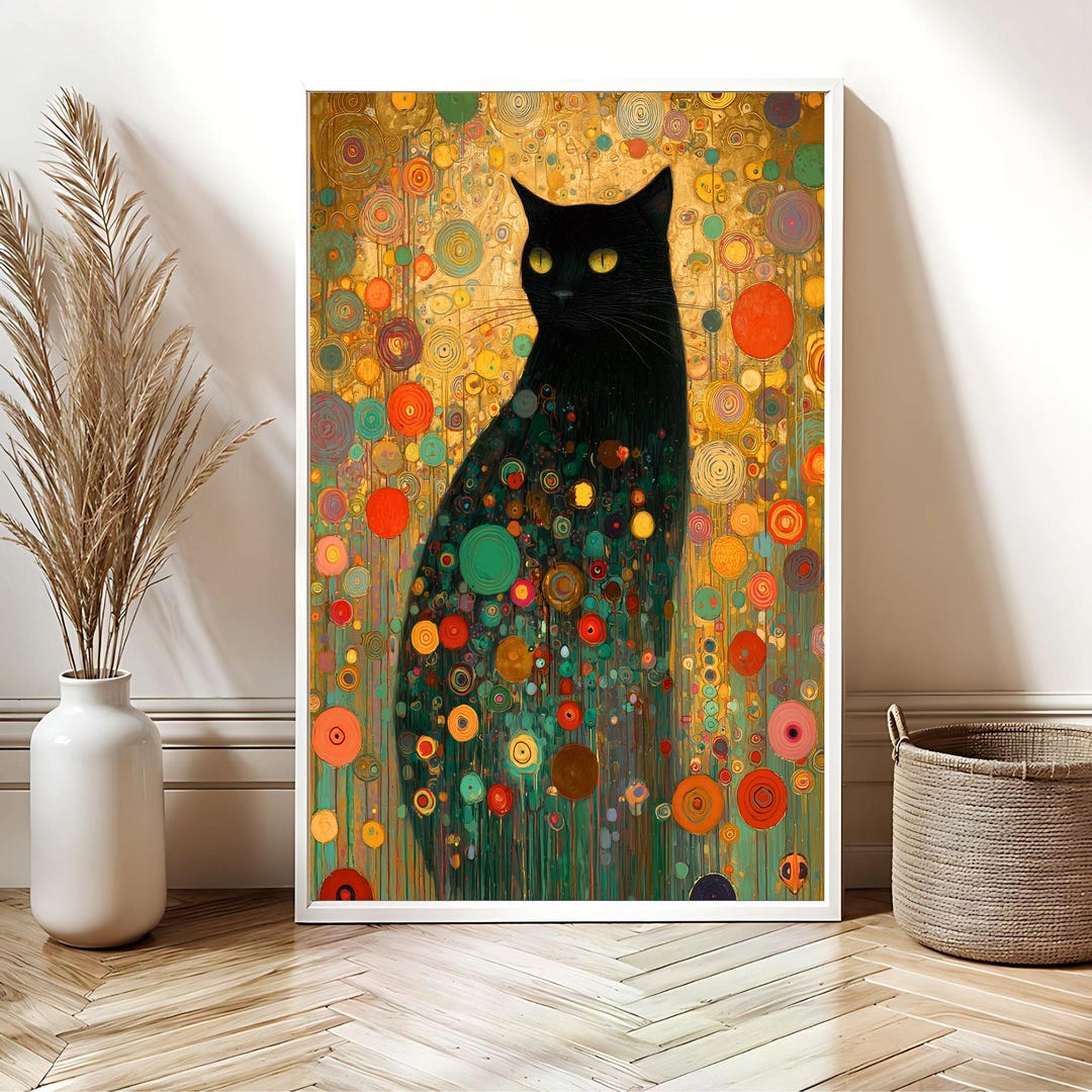 Gustav Klimt Cat Art Print | Colorful Digital Download | Pet Lovers ...