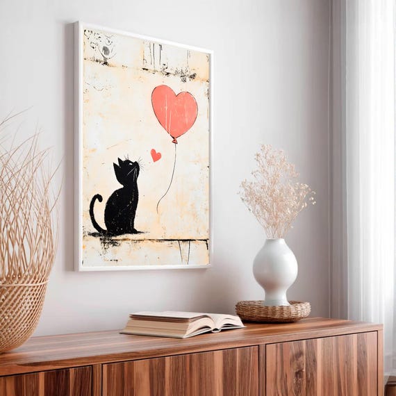 バンクシー猫アートプリント | アーバンスタイルデジタルダウンロード