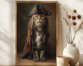 Surreal Fantasy Cat Art Print | Whimsical Cat Wall Art | Imaginative Decor for Cat Lovers | Digital Download Gift | Instant Download