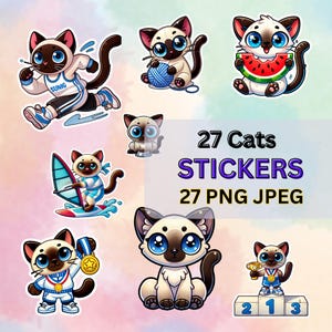 Cat-Themed Sticker Set - Cute Digital PNG Downloads, sticker downloads, printable stickers, design stickers, sticker cricut