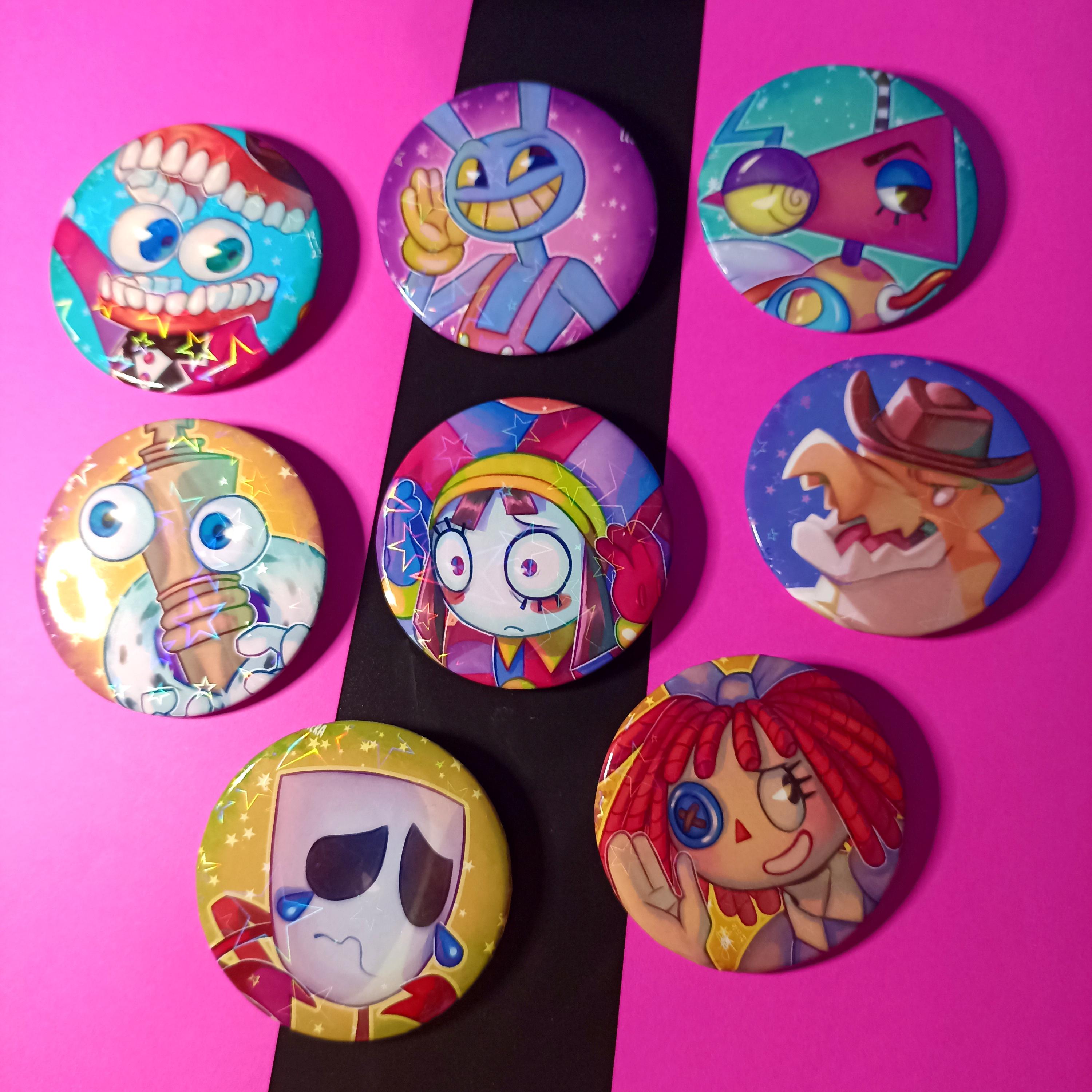 6 Badges Cartoon Cirque - Alliage Multicolore 58 Mm - Déco Vêtements, Sac à Dos, Accessoires