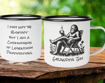 Personalized Bigfoot Steel Camp Mug Bigfooot ORCA Coatings 12 oz Steel Camping Cup for Dad Sasquatch Coffee Outdoor Gear Bigfoot Grandpa Mug