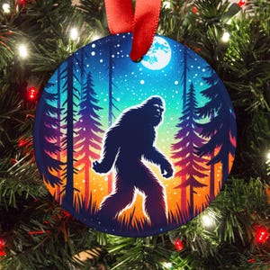 Bigfoot Silhouette Acrylic Christmas Tree Ornament Searchin Sasquatch Ornament Bigfoot Holiday Trinket Bigfoot Christmas Bauble Bigfoot Gift