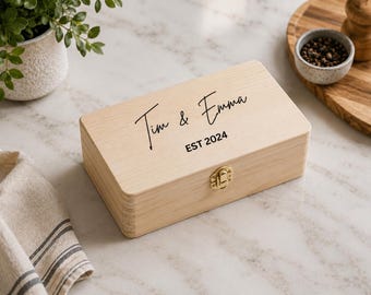 Personalized Wedding Keepsake Box, Engraved Wooden Memory Box, Wedding Gift for Couple, Anniversary Gift, Memory Chest