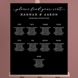 Personalized Black Acrylic Wedding Seating Chart Sign (90x60cm)