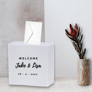 Pozo de los deseos rectangular / Decoración de boda personalizada / Pozo de los deseos de boda / Caja de tarjetas personalizada / Caja de regalo / Calcomanía de vinilo / Tarjetas de agradecimiento / Esmerilado