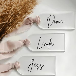 Cartões de lugar de casamento de acrílico fosco – Cartões de assento personalizados elegantes para recepção, chá de panela, decoração de mesa, etiquetas de nome personalizadas