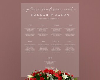 Clear Acrylic Wedding Seating Chart, Personalized Wedding Seating Plan Sign, Guest List Board, Reception Signage Decor