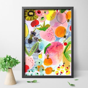 Fruit Salad art print, Fruit Salad 1, Watercolor art, Art prints, Home Decor, Wall Art, Wall Decor, Abstract art, Modern Mothers day gift