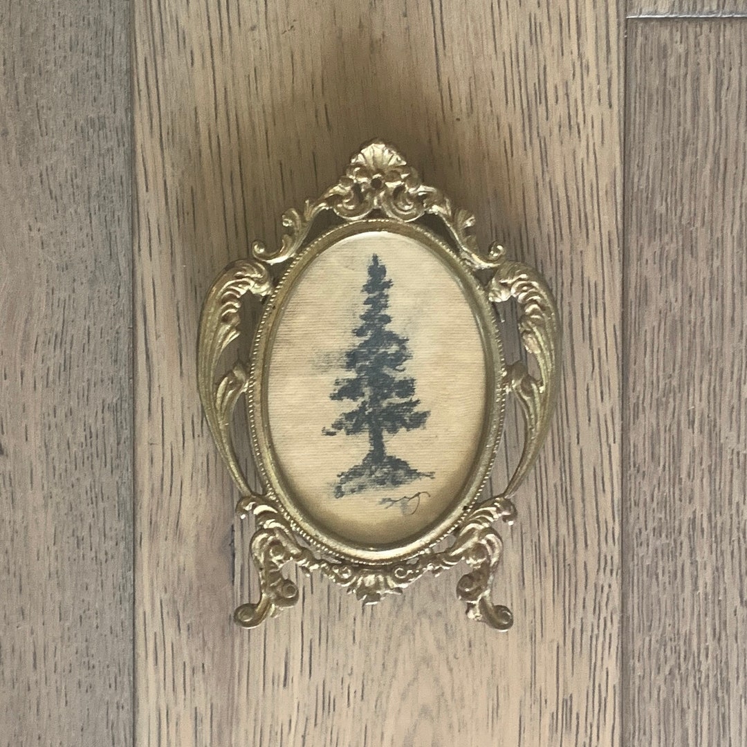 Pine Tree Art Original Painting One of a Kind Vintage Frame - Etsy
