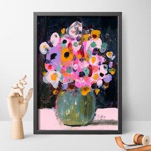 Bela Fiori art, Colorful art, Flower Bouquet, Mixed media flower illustration, Modern wall art, Home art decor, Wall decor, Mothers day gift