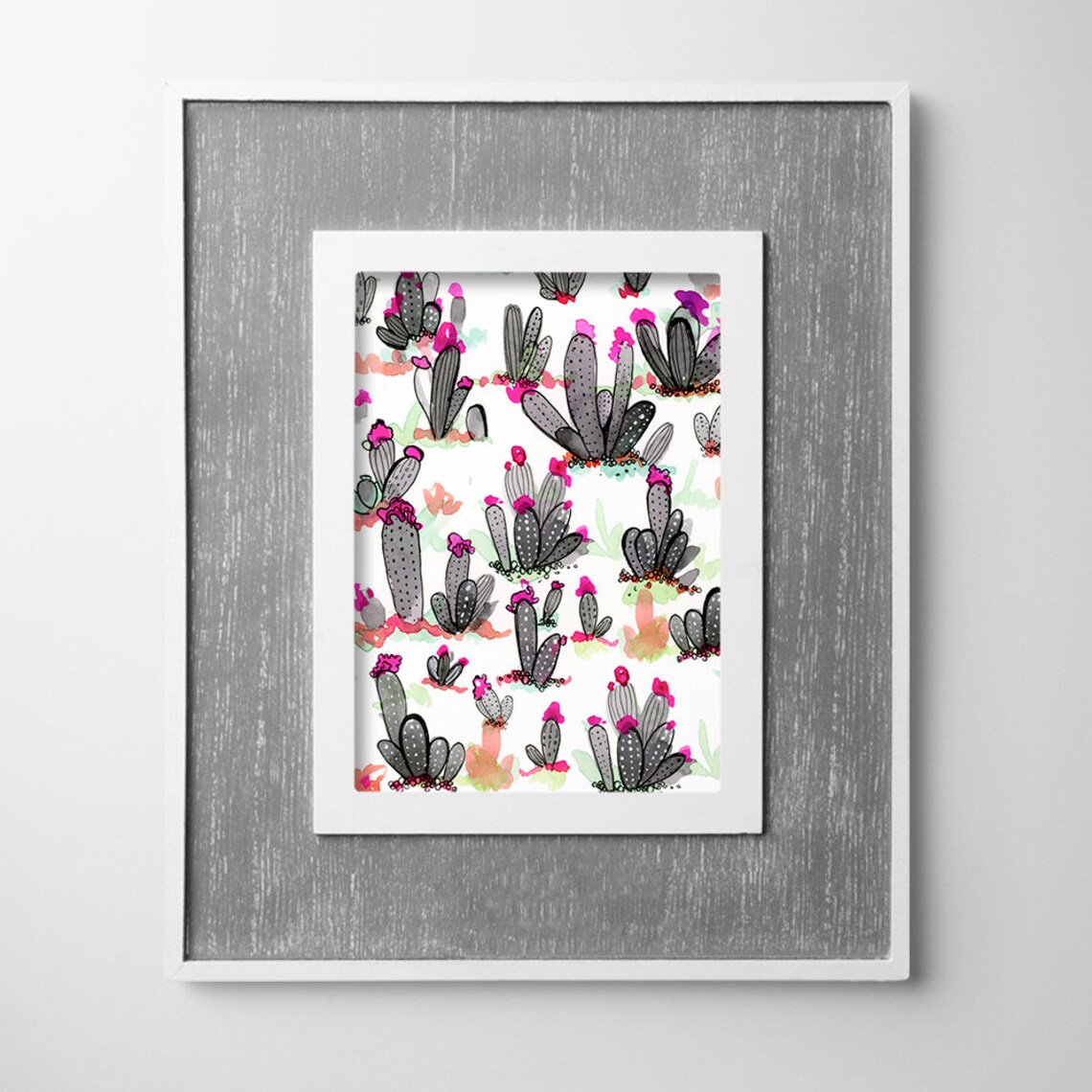 Black Cactus Art Print Watercolor Black Cactus Modern Cactus - Etsy