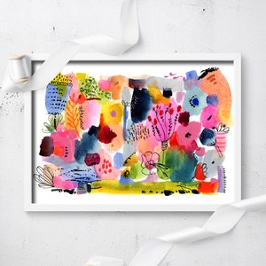 Abstract Floral Art Print: Colorful Flower Garden Home Decor