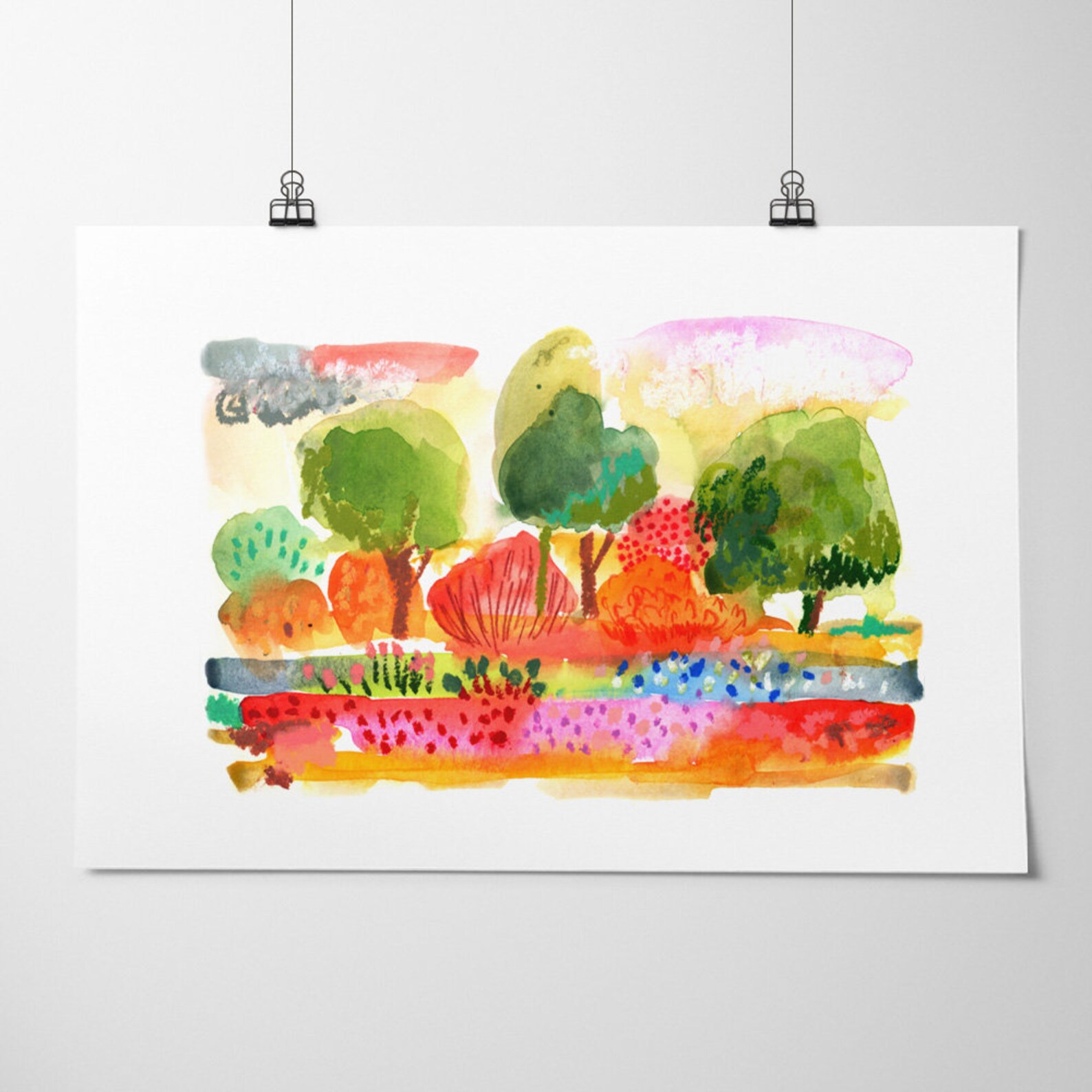 Changing Seasons Landscape Art, Colorful Landscape Art, Summer Day Art ...
