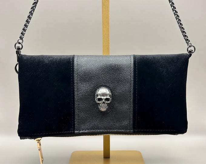 Rhinestone Fringe Heart Clutch Goth Purse Crossbody Bag main image 1