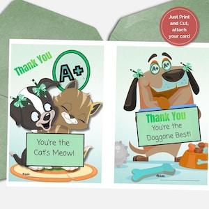 Porta tarjetas de regalo Pet Hug, imprimible, agradecimiento de Fur Crew