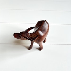 Hand-Carved Ironwood Ox, Water Buffalo, Rustic Wildlife Cabin Decor