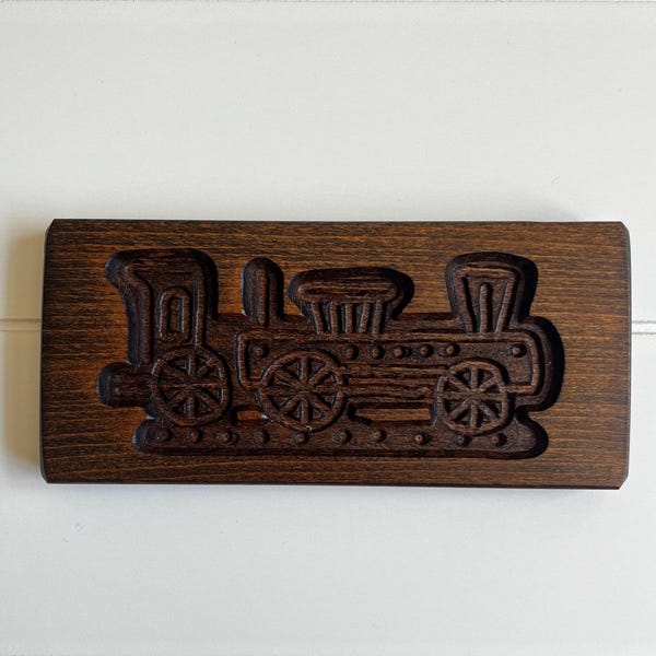 Vintage Wooden Train Cookie Mold, Gallery Wall Art, Rustic Home Decor
