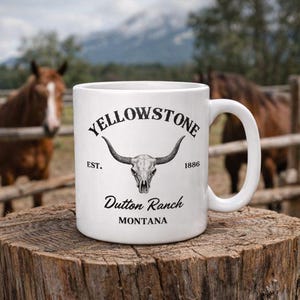 Witte glanzende mok van Yellowstone Ranch