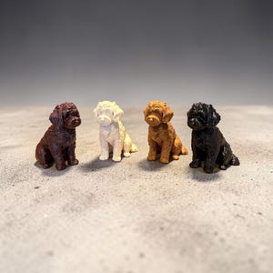 Drukowana w 3D figurka Cockapoo, siedzący pies, ozdoba do domu