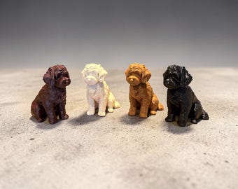 3D Printed Cockapoo Statue, Sitting Dog Figurine, Home Decor Ornament