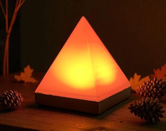 Night Light Lamp Pyramid 3D Printed, Modern Home Light, Decor Lighting, Soothing Colour ,Gift, Relaxing Glow, USB powered.