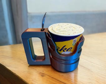 3D Printed Ice Cream Cozy for Pint Size - with Spoon Holder