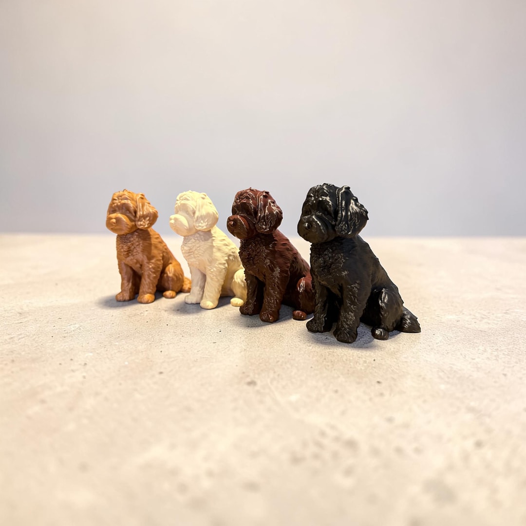 3D Printed Cockapoo Statue, Sitting Dog Figurine, Home Decor Ornament ...