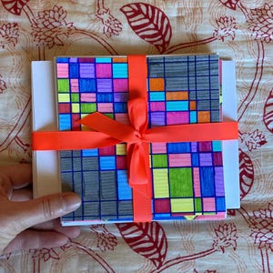 Paquete de 4 tarjetas geométricas en blanco
