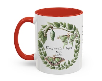 Taza de polilla lunar personalizada, taza de café mágica, regalo de polilla lunar, taza de té celestial, artículos mágicos para beber, taza de polilla lunar personalizada