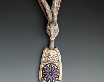 JACKRABBIT, CLAY BUNNY, Ceramic Sculpture, Clay Sculpture, Wall Art, Wall Sculpture, Wall Decor, Hare, Rabbit, Bunny, Clay Jackrabbit