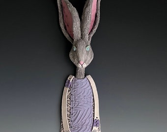 JACKRABBIT, CLAY BUNNY, Ceramic Sculpture, Clay Sculpture, Wall Art, Wall Sculpture, Wall Decor, Hare, Rabbit, Bunny, Clay Jackrabbit