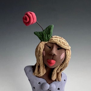 Free Shipping in USA, Clay Sculpture, CERAMIC FIGURE, Clay Figure Handmade, One Of A Kind Handmade Sculpture, Small Clay Figure, Dark Skin
