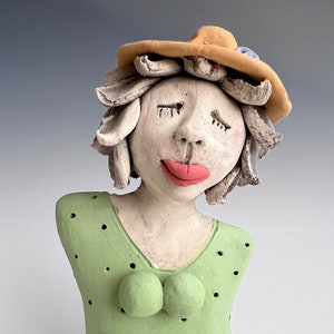 FREE Shipping, Clay Sculpture, CERAMIC FIGURE, Clay Woman, Little Person, Clay Figure Handmade, One Of A Kind Handmade Sculpture image 1