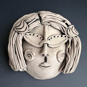 WAll FACE, WOMAN Face, Face Sculpture, Wall Art Face, Ceramic Face, Hand Sculpted Face, Ceramic, Sculpted Wall Face, Clay Face, Wall Hanging