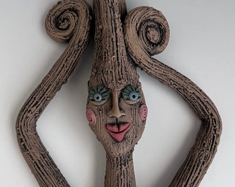 TREE WOMAN, Ceramic Wall Art, Figurative Art, Wall Hanging, Sculptural Art, Ceramic Art Doll, Hanging Figure, Female Art, Clay Lady