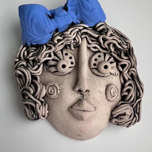 WAll FACE, WOMAN Face, Face Sculpture, Wall Art Face, Ceramic Face, Hand Sculpted Face, Ceramic, Sculpted Wall Face, Clay Face, Wall Hanging