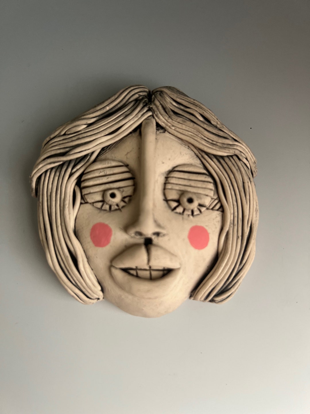 Wall FACE, WOMAN Face, Face Sculpture, Wall Art Face, Ceramic Face
