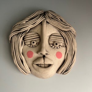 WAll FACE, WOMAN Face, Face Sculpture, Wall Art Face, Ceramic Face, Hand Sculpted Face, Ceramic, Sculpted Wall Face, Clay Face, Wall Hanging