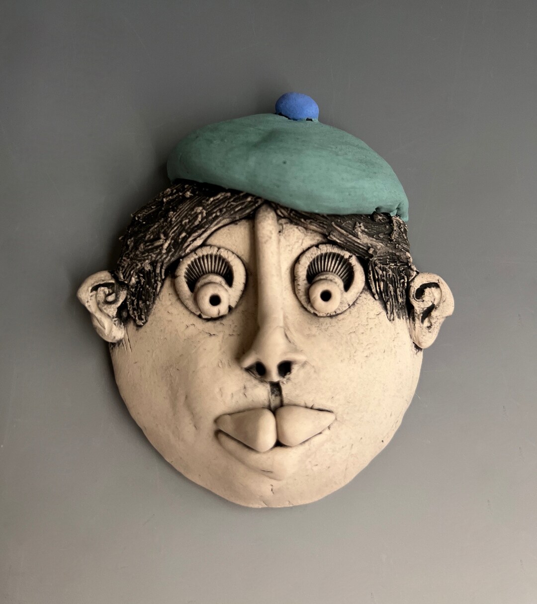Wall FACE, MAN Face, Face Sculpture, Wall Art Face, Ceramic Face, Hand