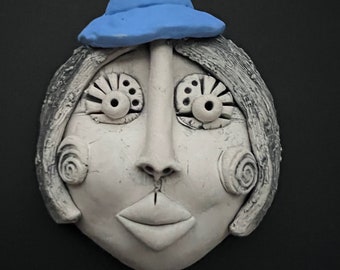 WAll FACE, WOMAN Face, Face Sculpture, Wall Art Face, Ceramic Face, Hand Sculpted Face, Ceramic, Sculpted Wall Face, Clay Face, Wall Hanging