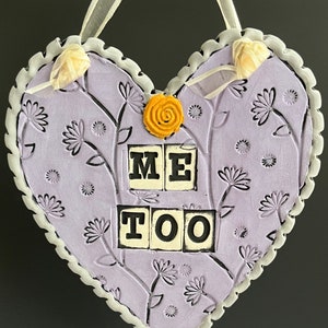 ME TOO, Ceramic Heart, Clay Heart, Purple, Ceramic Clay Heart, Hanging Heart, Handmade Heart, Hanging Clay Heart Decoration