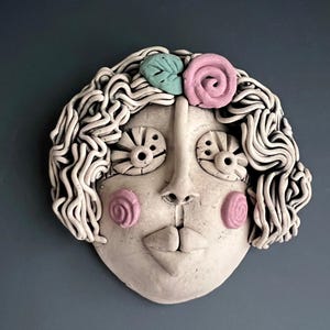 WAll FACE, WOMAN Face, Face Sculpture, Wall Art Face, Ceramic Face, Hand Sculpted Face, Ceramic, Sculpted Wall Face, Clay Face, Wall Hanging