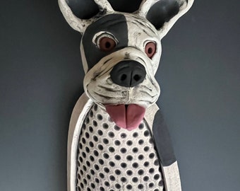 CLAY DOG, DOG, Ceramic Dog Sculpture, Clay Sculpture, Wall Art, Dog Wall Sculpture, Wall Decor, Dog Wall Art, Hanging Clay Dog Sculpture